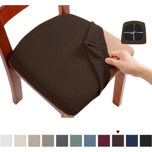 Jacquard Spandex Dining Chair Seat Covers Removable Washable Elastic Cushion Covers For Upholstered Dining Chair Banquet