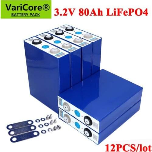 12pcs 3.2V 80Ah LiFePO4 battery pack Lithium iron phospha 80000mAh 12V 24V 240A Motorcycle Electric Car Solar Inverter batteries