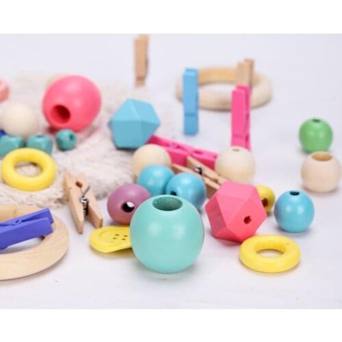 14-27mm Mixed Color Round Wood Bead Loose Beads DIY Craft Supplie Creative Manual Bracelets Tapestry Ornament Arts String Beads