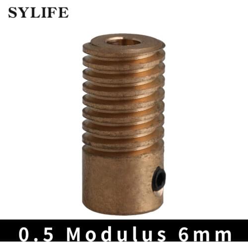 20x11.7x6mm Yellow Brass 0.5 Modulus 6mm Hole Diameter Worm Gear Wheel Shaft for Gear Brake Driving Industrial Accessory