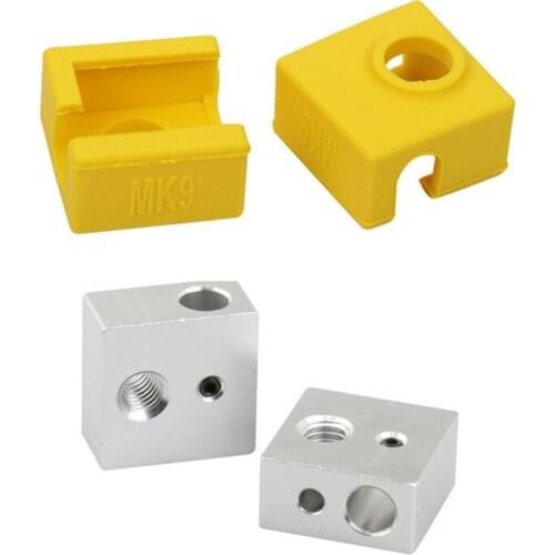 3pcs MK7 MK8 heated block+Silicone Insulation Socks cover 20*20*10MM For Wanhao Anet a6 a8 Reprap Prusa Tronxy 3d printers parts