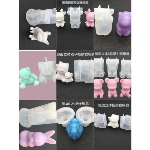 3D Crystal Epoxy pray Sleeping baby/ Lion/wolf head /pig mold scented gypsum spread incense mold set table decoration mould