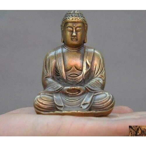4" old Tibetan Buddhism bronze Sakyamuni Shakyamuni Tathagata Buddha statue