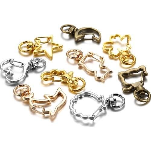 5pcs/lot 4 Colors Star Dolphin Shell Flowers Charms Key Chain Lobster Clasp For Key Chain DIY Jewelry Making Accessorie Supplies