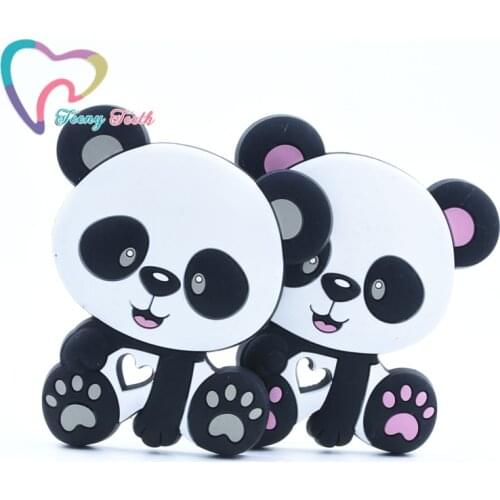 5 PCS Silicone Teether Panda Baby Toys BPA Free Teething DIY Pacifier Chain Necklaces Pendant Bite Chew For Childrens Products