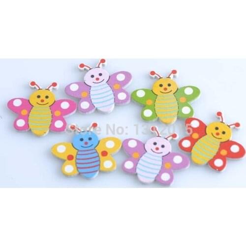 50pcs 35x31mm no Holes Cute bee painted Decorative Wooden Buttons For Scrapbooking Craft XD0318-51