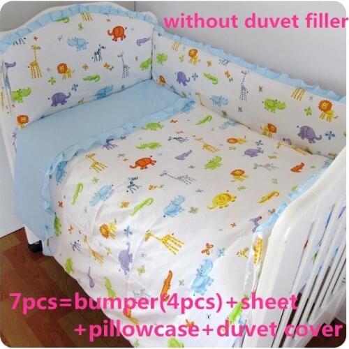 6/7PCS 100% Cotton Baby Quilt Cover Nursery Cot Crib Bedding Set protetor de berço Crib Bumper for Girl and Boy ,120*60/120*70cm