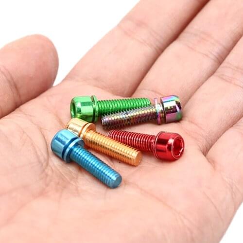 6pcs Stainless Steel Screws Bolts With Washer M5*18mm For Bike Bicycle Stems & Handlebar multicolor , red,gold,green,,blue
