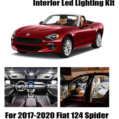 8pcs White Canbus No Error LED License Plate Bulb Interior Dome Map Light Kit For Fiat 124 Spider 2017-2020 Car Accessories