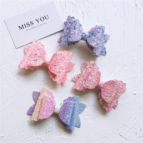 8pcs/lot 8.5*5.5cm Hand - made sequined bow tie ice princess style DIY accessories for Hair Accessories ,clothes and shoes