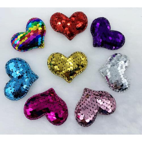 Accessories Sequins Reversible Mermaid Scale Heart Patch Hair Accessories Headdress Decoration Girls DIY Project 41*54mm 10pcs