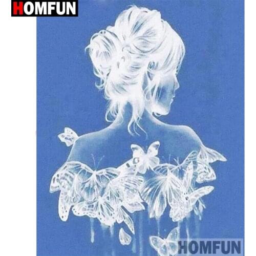 HOMFUN Full Square/Round Drill 5D DIY Diamond Painting "Butterfly girl" Embroidery Cross Stitch 3D Home Decor Gift A16326