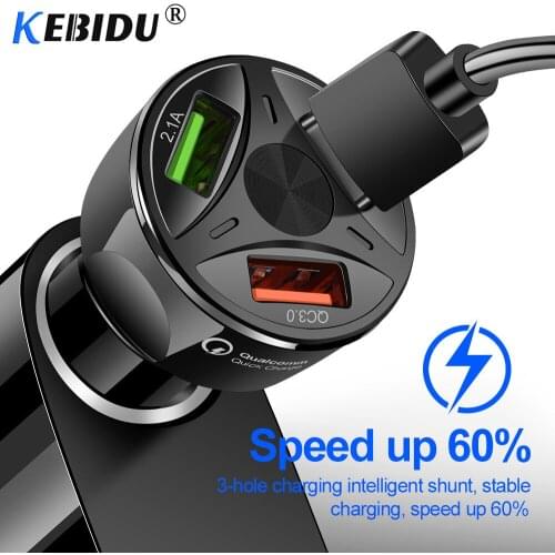 Kebidu 3A USB Car Charger QC 3.0 Car Charger For iPhone USB Fast Charging Mobile Phone Car Charger Motorcycle USB Car Charger