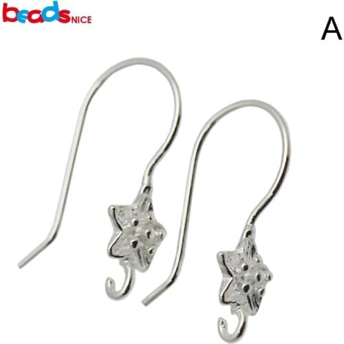 Beadsnice Solid Sterling Silver Earwires Flower Earring Hooks Fish hoolk for Earring Making Nice Gift for Her ID34933