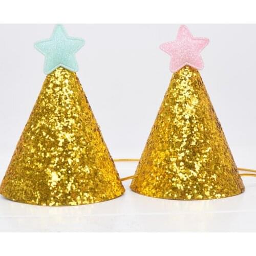 Gold Glitter Shiny Top Hats Adult Kids Mini Cone Hats Birthday Party Cap Wedding Celebration Party Decoration Photo Prop