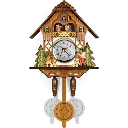 Cuckoo Clock Retro Nordic Style Wooden Cuckoo Wall Alarm Clock Home Decoration Accessories for Living Room