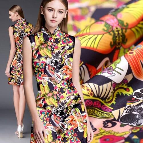 Digital Printing stretch silk satin fabric drape dress shirt silk fabrics wholesale high quality silk cloth