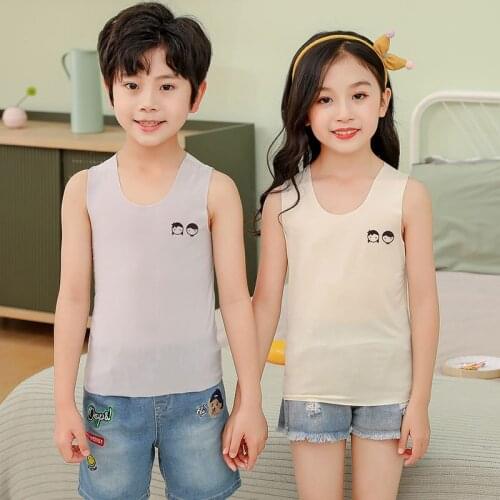 Childrens' Clothing 2021 New Summer T-Shirt Sleeveless Baby Casual Ice Feeling Vest Boys Girls Cartoon Priting Candy Colors