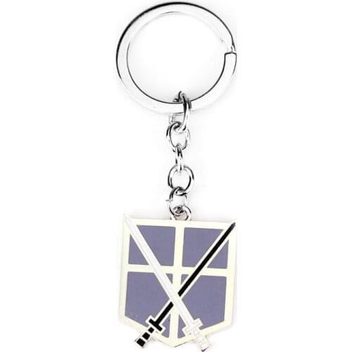 Dongsheng Anime keychain Attack on Titans badge keychain keyring Stainless steel key chain holder charms for motorcycle car keys