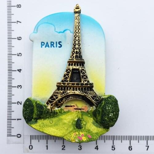 Europe, France, Paris landmark building, Eiffel Tower, tourist souvenirs, magnetic stickers