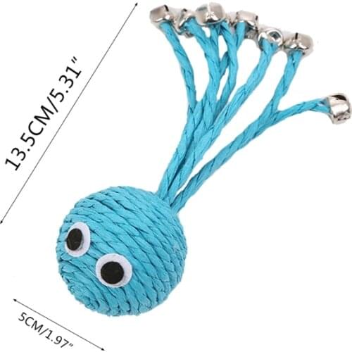 F2TE Pet Woven Paper Rope Cat Toy Interactive Ball Octopus Woven Chew Toy Bite Resistant for Indoor Cats Great for Cat Teethi