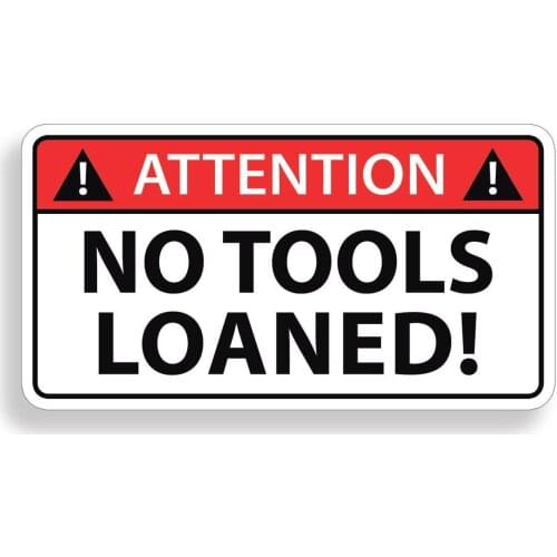 Hot Sale Personality Toolbox Warning Sticker Creative Store Garage Sign Label Decal