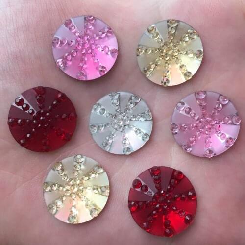Hot DIY 50pcs Mix 20mm Resin Round Gems Flatback Rhinestone Scrapbook Wedding Fancy Buttons Embellishments F243*2