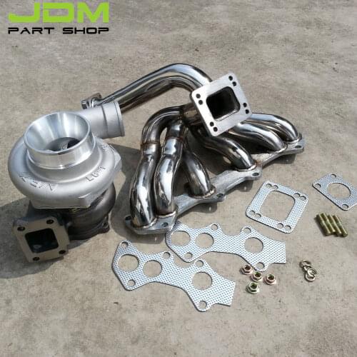 GT3582 Turbo Com AR0.70 Turbine AR 0.82 550+ hp Water Cold +Exhaust Manifold Stainles For Toyota Supra 1JZ JZX100 VVTI 550+ HP
