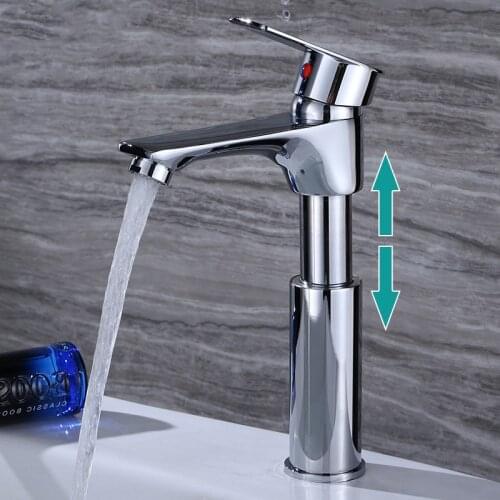 Brass Rise & Down Wash Hair Faucet Bathroom Sink Faucet Basin Faucet Hot Cold Faucet Mixer Tap Single Hole Deck Mounte