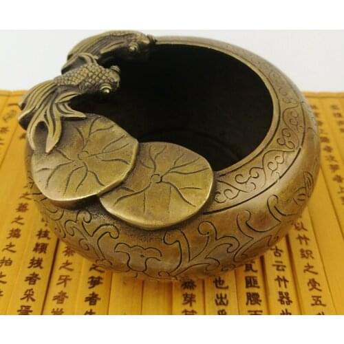 Antique Old QingDynasty copper pot,Pen wash sculpture,hand carving crafts,best collection&adornment,free shipping