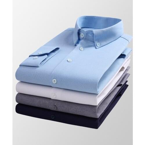 Mens Pure Cotton Long Sleeved White Shirt Slim Fit Leisure Business Professional Formal Dress Korean Fashion Bottomed Shirt