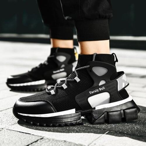 Plus Size Hightop High-soled Man Sneakers Mens Sports Shoes Running Men Sport Shoes 2020 Black Jogging Trainers Fitness E-573