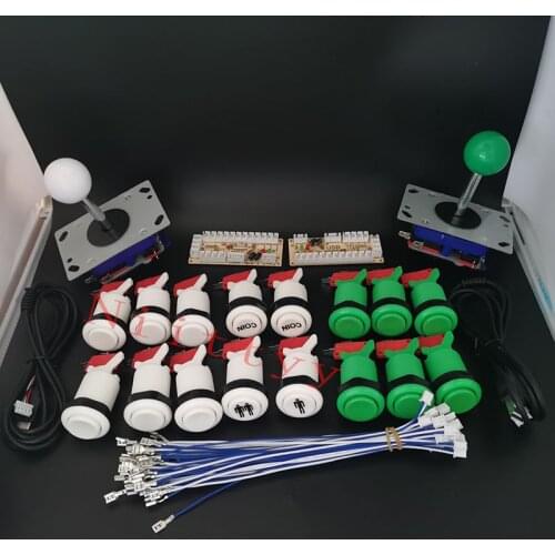 2 Player Arcade Joystick Control DIY Kit Zero Delay Board USB To PC Raspberry Pi Game Happ Style Joystick + American Push Button