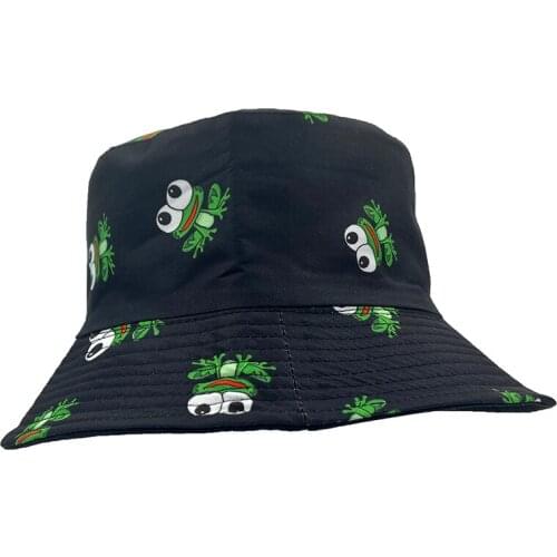 2021 New Cute Frog Bucket Hat For Women Men Panama Summer Outdoor Reversible Fishing Cap Cartoon Froggy Hat