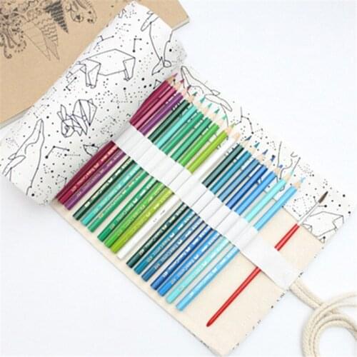 New 36/48/72 Holes Creative Gift Cute Fabric Pencil Case Bag Box Roll Pouch Makeup Cosmetic Brush Pen Storage Supplies Estuches