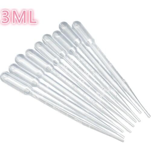 100Pcs 3ml Capacity Transparent Plastic Disposable Graduated Transfer Pipettes Eye Dropper for Lab Chemicals Experiment Supplies