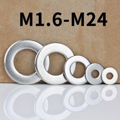 Flat Plain Round Washer Flat Gasket Sealing Ring 304 Stainless Steel M1.6 M2 M3 M4 M5 M6 M8 M10 M12 M14 M16 M18 M20 M22 M24