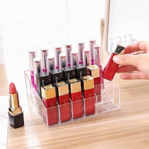 24 Grid Transparent Cosmetic Storage Box Lipstick Storage Box Makeup Brush Jewelry Storage Box Desktop Finishing Box