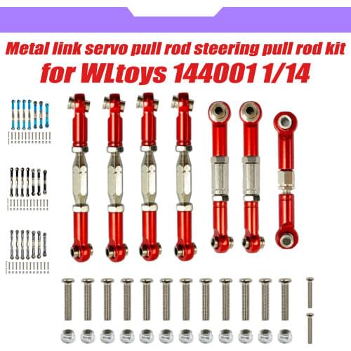 Rc Rod Kits Metal Link Servo Pull Rod Steering Pull Rod Kit for WLtoys 144001 1/14 Remote Control Automotive Accessories RC Car