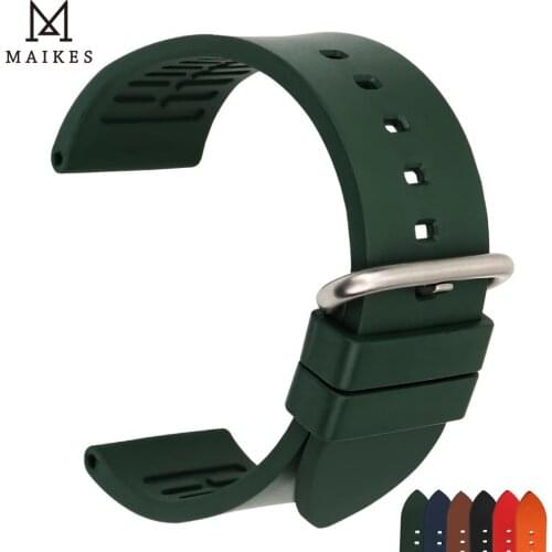 MAIKES Quality Watch Strap Rubber Watch Band Watch Accessories Sports Watchband 20mm 22mm 24mm For Omega Huawei GT Watch