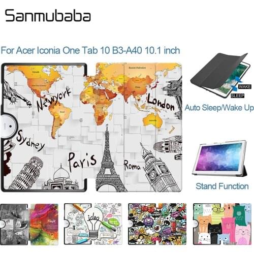 Sanmubaba Case For Acer Iconia Tab 10 B3-A40 10.1 PU Leather Magnetic Flip Stand Smart Cover Protective Shell Auto Sleep Wake Up