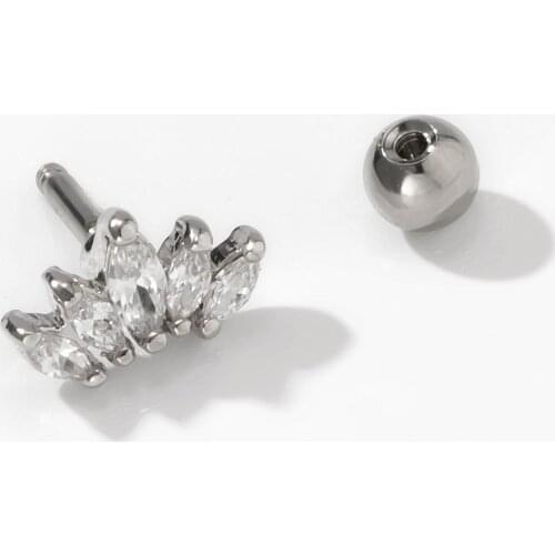 2021 Ear Stud Cartilage Barbells Earring Rhinestone Silver Color Ear Cartilage Piercing Body Jewelry Gifts Wedding Party Gifts