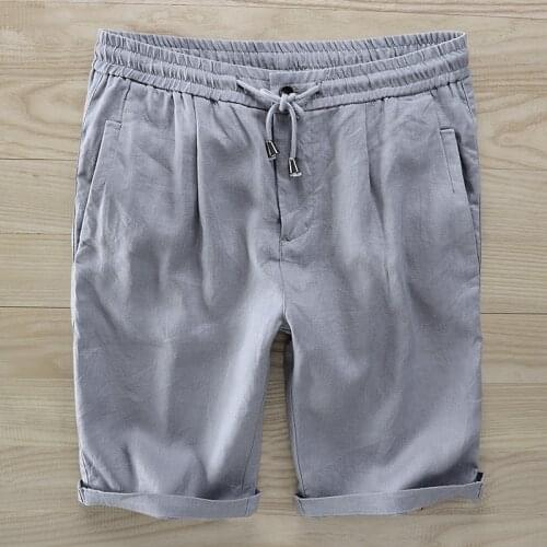 2018 Summer new 100% linen shorts men brand fashion mens shorts elastic waist loose short men casual 30-38 bermuda masculina