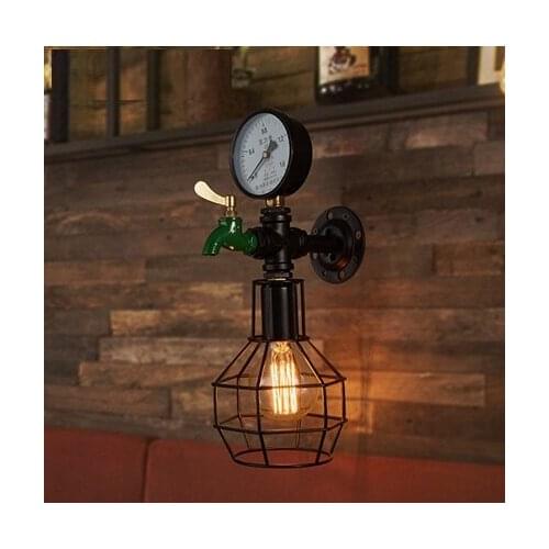 Loft Style Iron Cage Water Pipe Lamp Edison Wall Sconce RH Industrial Vintage Wall Light Fixtures For Home Indoor Lighting
