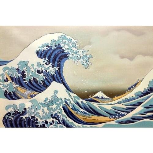 Handmade Japanese Canvas Wall Picture Landscape Oil Painting Home Decor Art The Great Wave off Kanagawa by Katsushika Hokusai