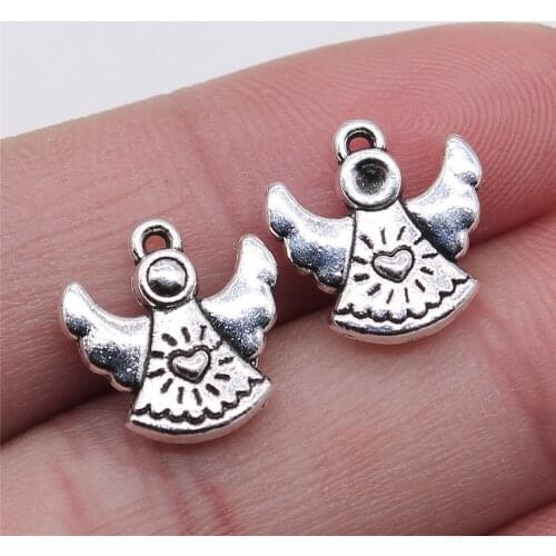 WYSIWYG 20pcs Charms Lovely Pray Angel 14x13mm Antique Silver Color Pendants DIYCrafts Making Findings Handmade Tibetan Jewelry
