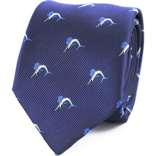 Microfiber Jacquard Sailfish Pattern Necktie Sea Animal Swordfish Marlins Tie Fathers Day Birthday Gift Tie