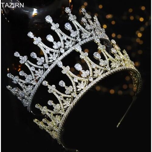 Fashion Full Cubic Zirconia Sweet 16 Princess Crowns Wedding Bridal Tiaras CZ Pageant Hair Jewelry Zircon Party Prom Headpieces