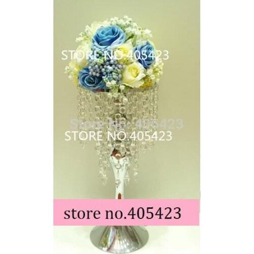 10pcs/lot Height 28cm wedding party romantic Crystal decorative table stand centerpiece with bead for home or party decoration