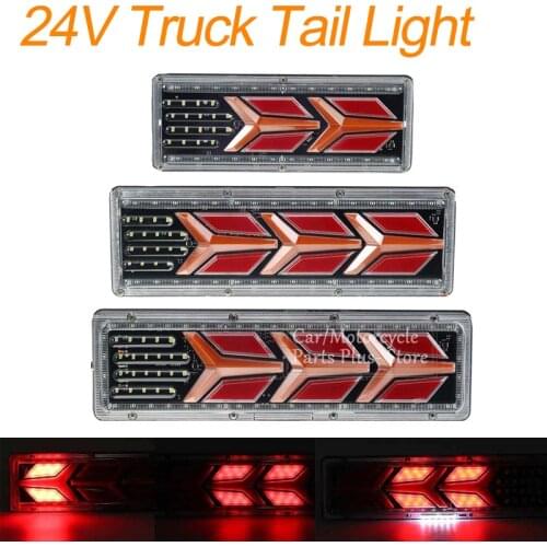 2PCS 24V Dynamic LED Car Truck Tail Light Turn Signal Rear Brake Lights Reverse Signal Lamp Trailer Lorry Bus Camper Caravan